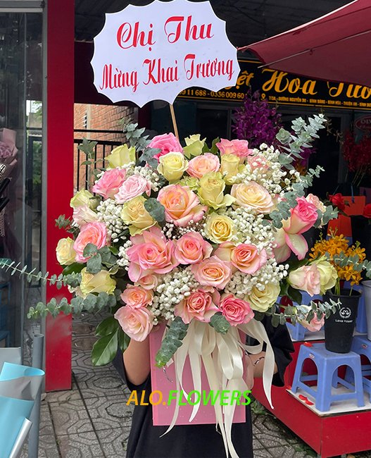 lẵng hoa chúc mừng đẹp