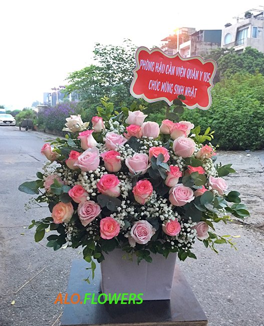 giỏ hoa tươi hồng thắm